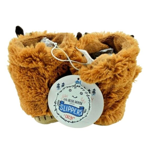 Little Blue House Kids Large 11 to 13 Brown Reindeer Cozy Slouch Slippers New - Picture 4 of 5